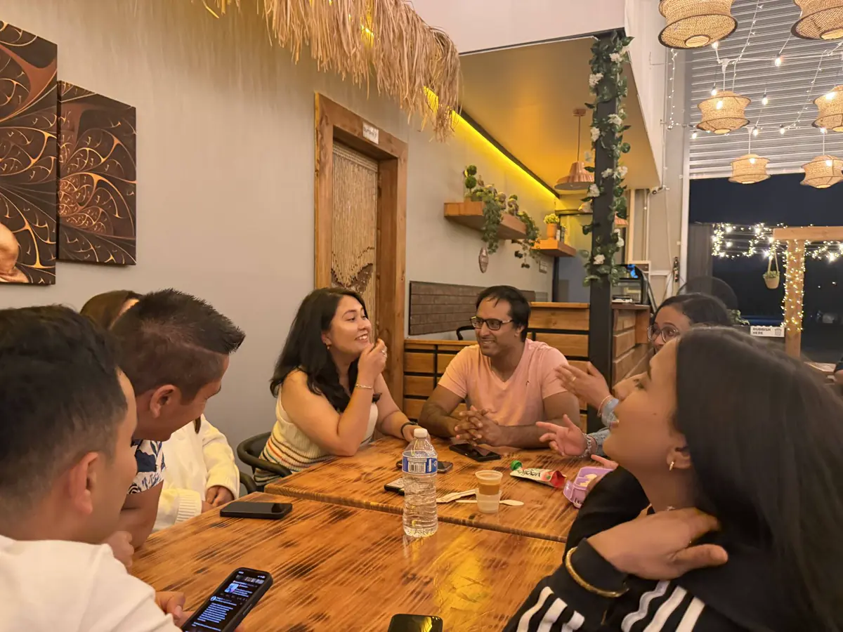 Guests enjoying the warm Laphing Central atmosphere